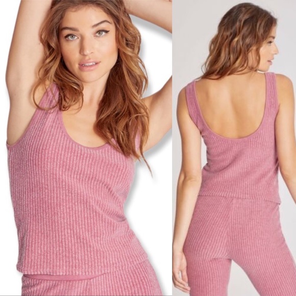 NWT Wildfox Kylie Ribbed Brushed Tank in Ruby - Picture 2 of 4